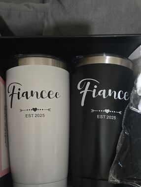 Fiancee EST 2025 Stainless Steel Travel Tumbler - Black & White